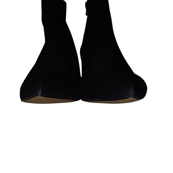 Black Suede Side Zip Pointed Toe Multi Color Rhinestone Block Heel Bootie SZ 7M - Picture 10 of 14